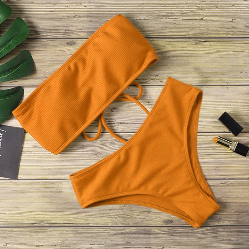 Sexy Bikini One Piece Badedrakt Ensfarget Badetøy For Kvinner