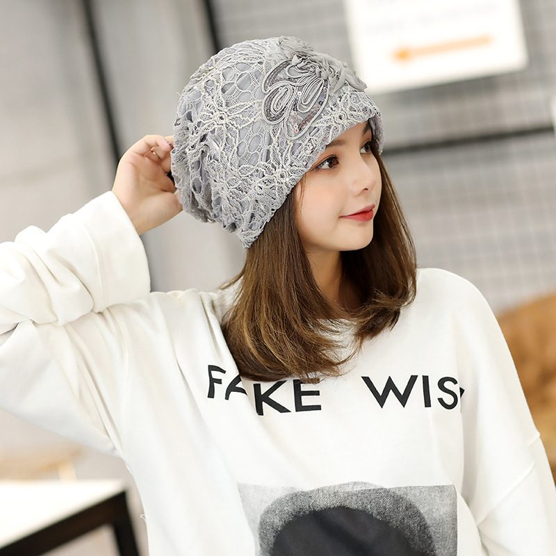 Ny Blonde Med Tre Blomster-hette Med Baotou-hette Sweet Temperament Pullover-hette Med Preget Kuppelhette