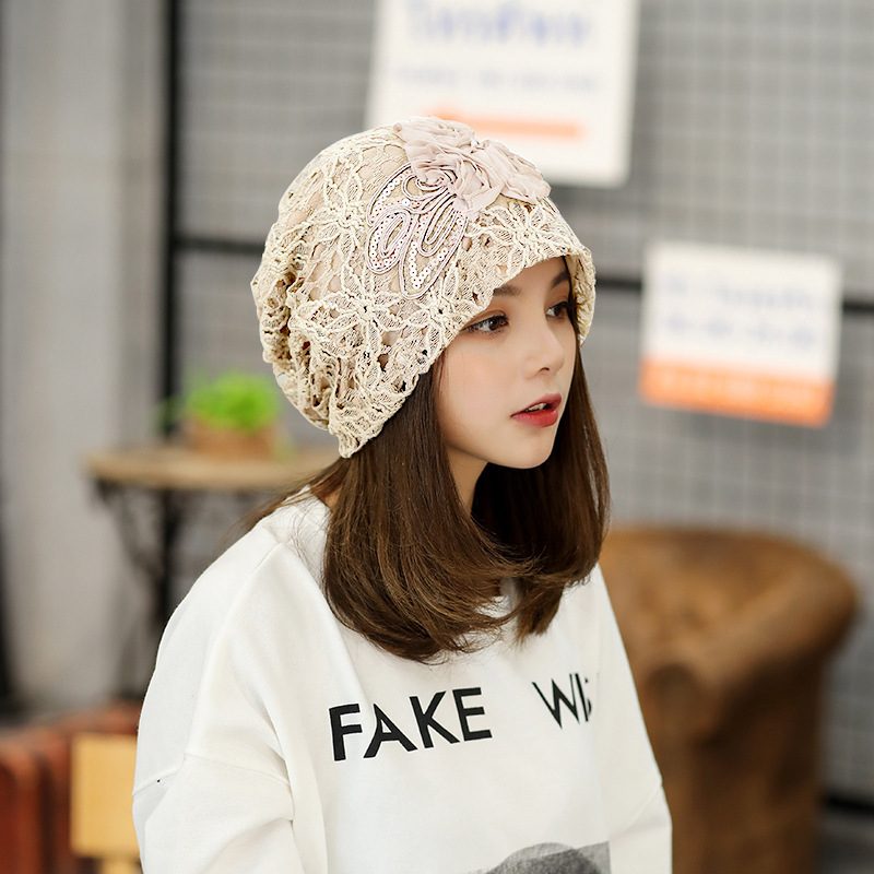 Ny Blonde Med Tre Blomster-hette Med Baotou-hette Sweet Temperament Pullover-hette Med Preget Kuppelhette