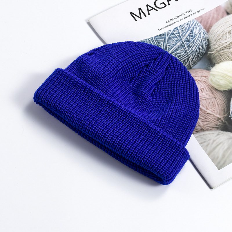 Ny Strikket Lue Dame Høst Og Vinter Melon Skinn Lue Menn Varm Kort Kald Lue Ulllue
